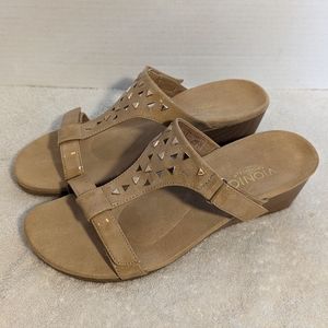 Vionic Tan Wedge Sandals with Stud Accents